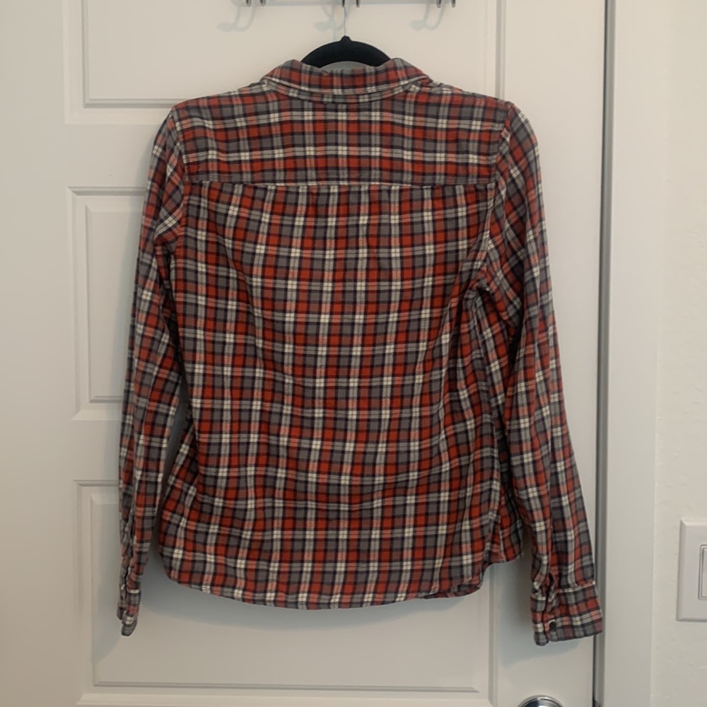 Abercrombie & Fitch Orange/Gray/Cream Plaid Button Down - Picture 6 of 7